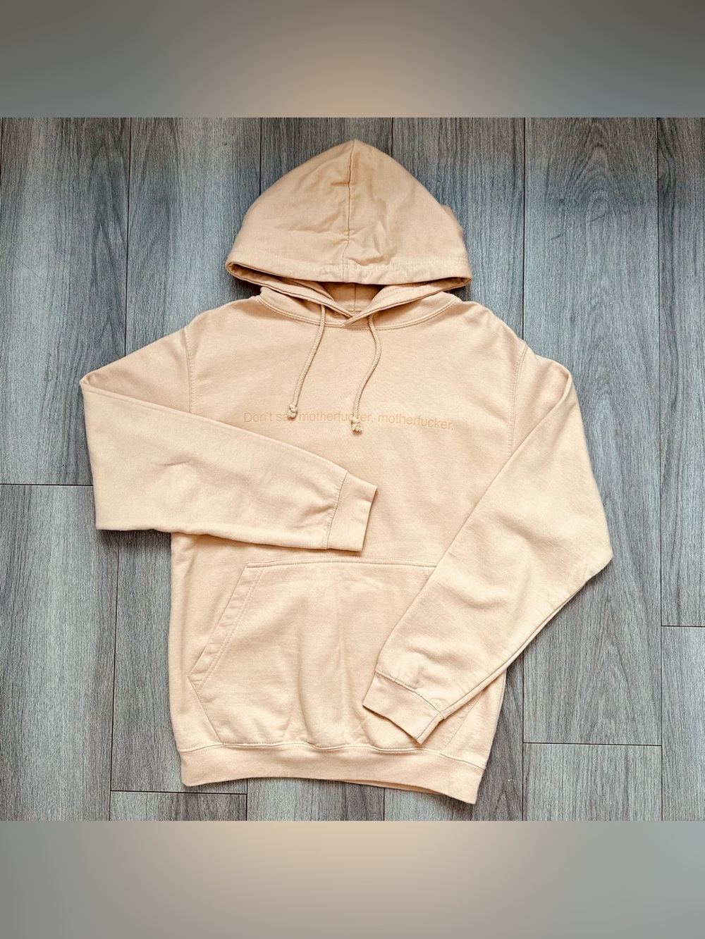 FAMT Graphic Print Hoodie Beige Tan XS